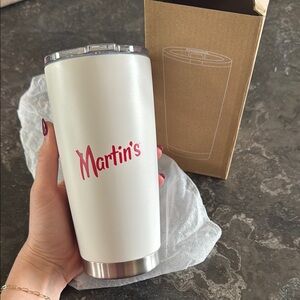 White Tumbler with Red “Martin’s” logo